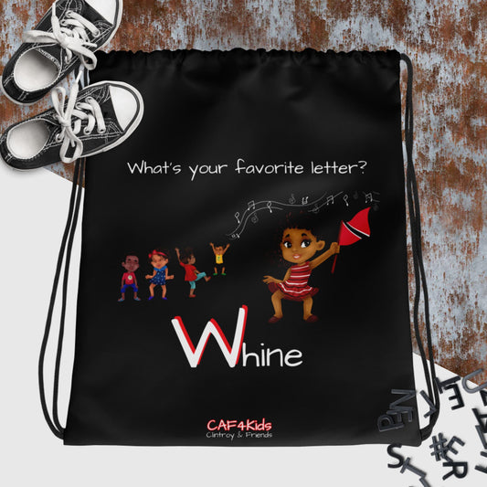 CAF4Kids Black Drawstring Bag - Letter W