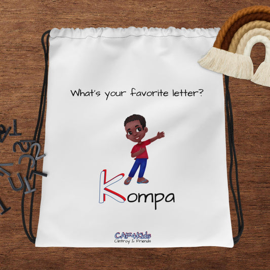 CAF4Kids White Drawstring Bag - Letter K