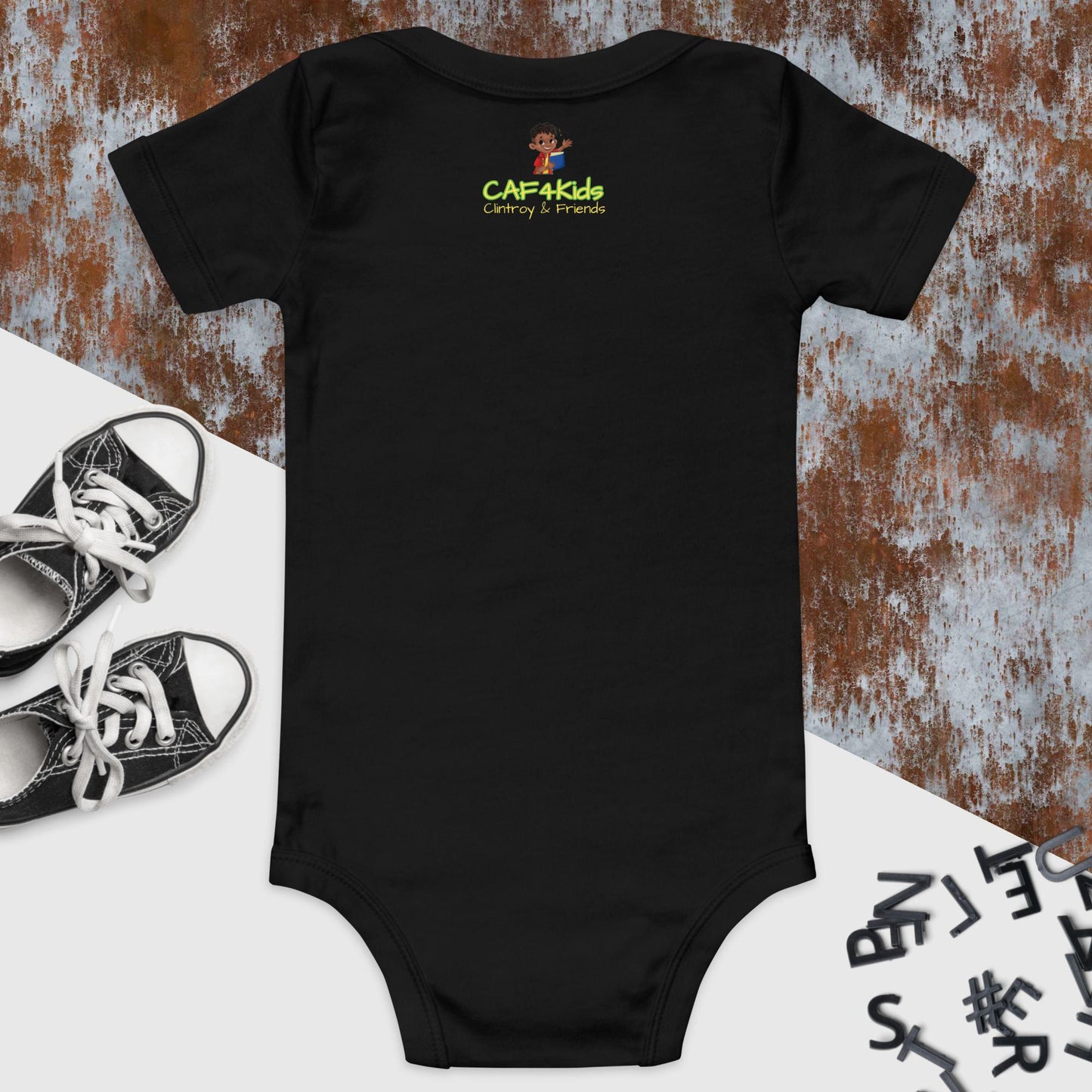 CAF4Kids Black short sleeve onesie - Letter Y