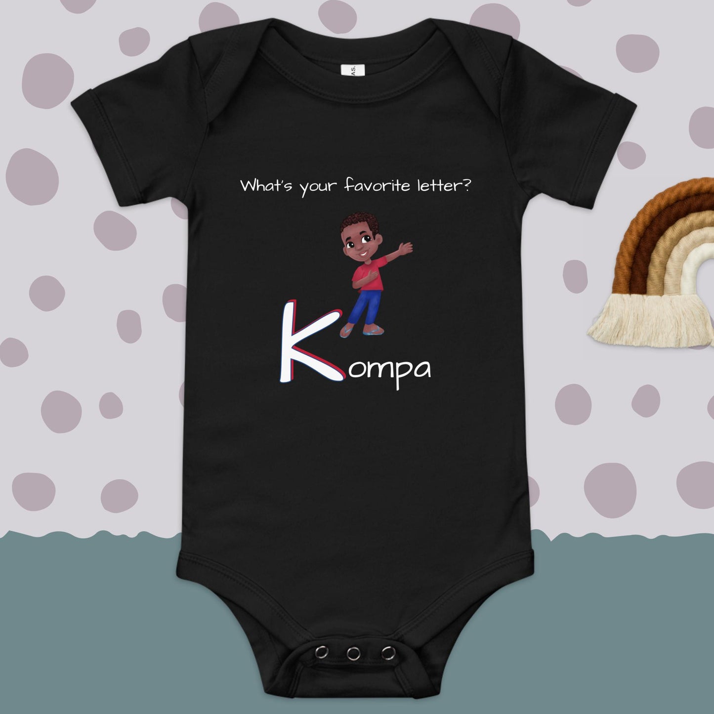 CAF4Kids Black short sleeve onesie - Letter K