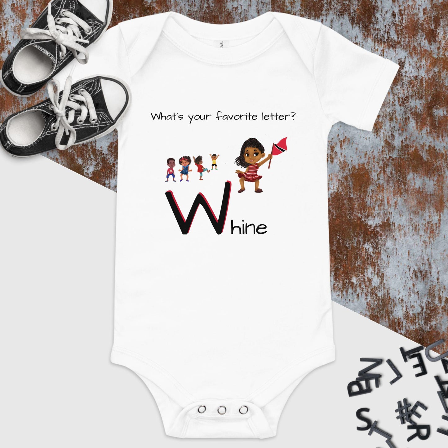 CAF4Kids White short sleeve onesie - Letter W