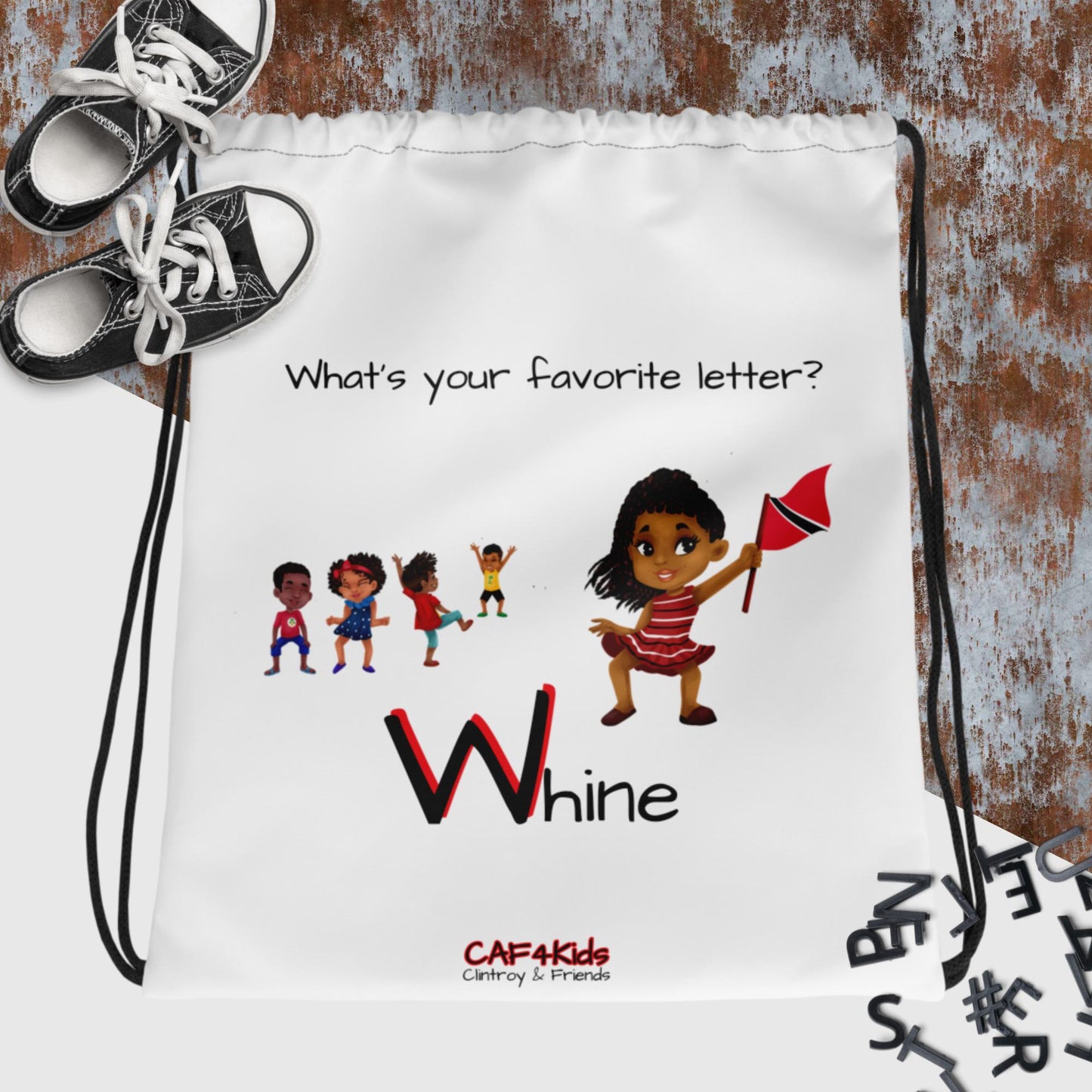 CAF4Kids White Drawstring Bag - Letter W