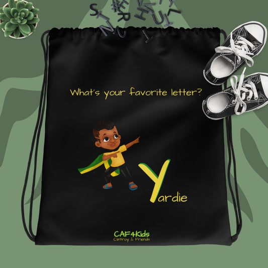 CAF4Kids Black Drawstring Bag - Letter Y